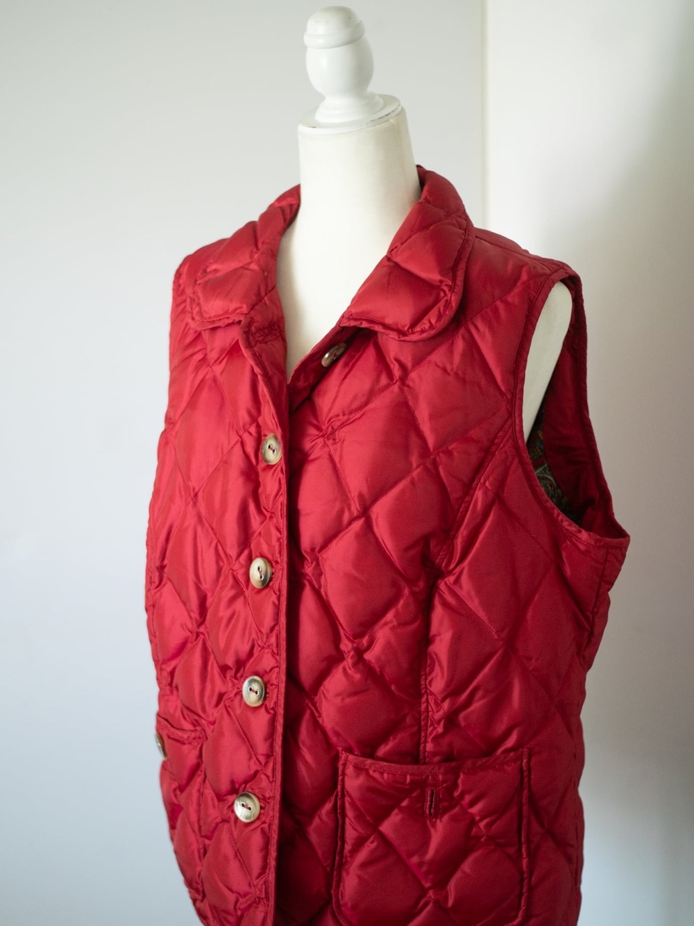 Talbots Quilted Red Sleeveless Vest